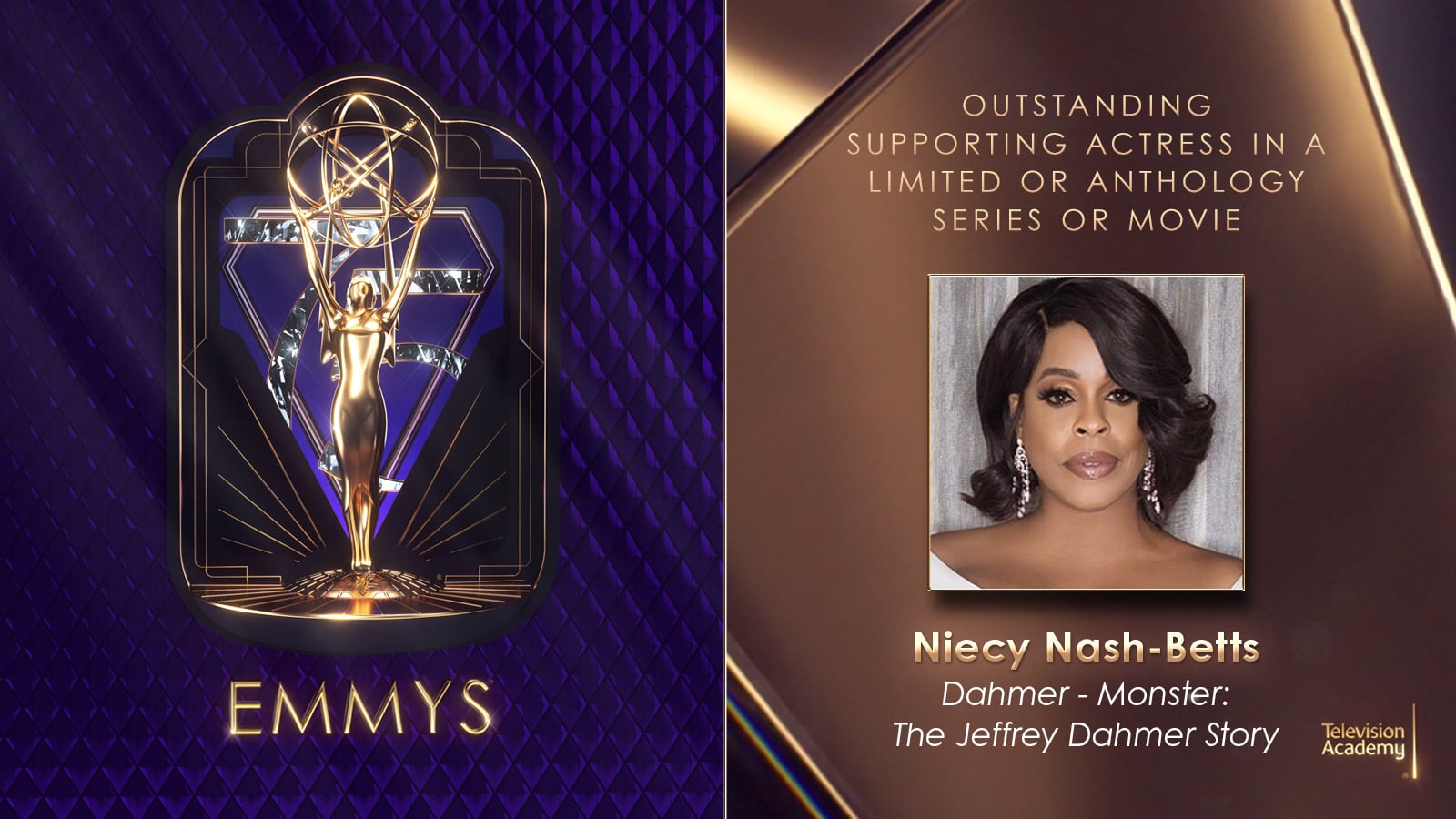 Niecy Nash-Betts, gana Mejor actriz de reparto en miniserie o película para televisión en los Premios Emmy 2024