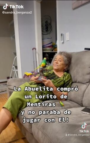 Abuelita tenía un loro de juguete y sus nietos le regalaron uno de verdad