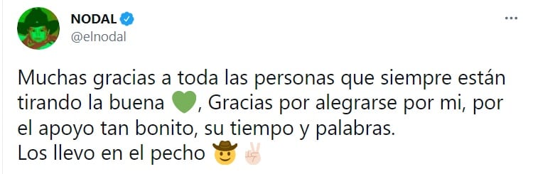 Christian Nodal mensaje de agradecimiento