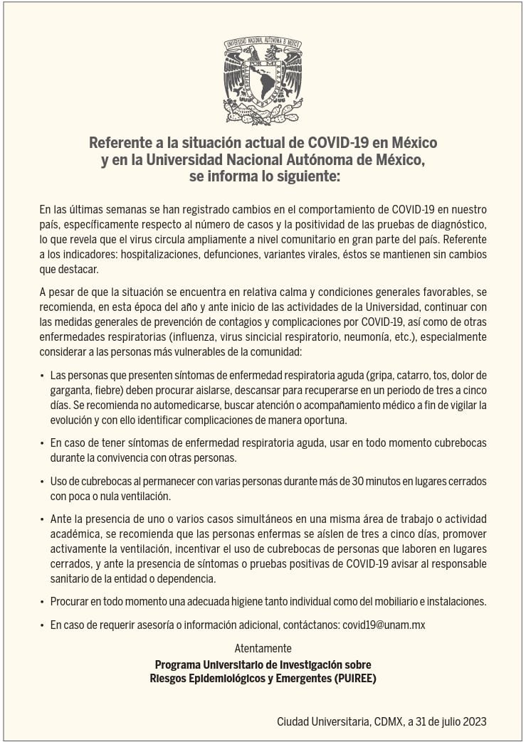 UNAM advierte por aumento de casos activos de Covid-19 en México