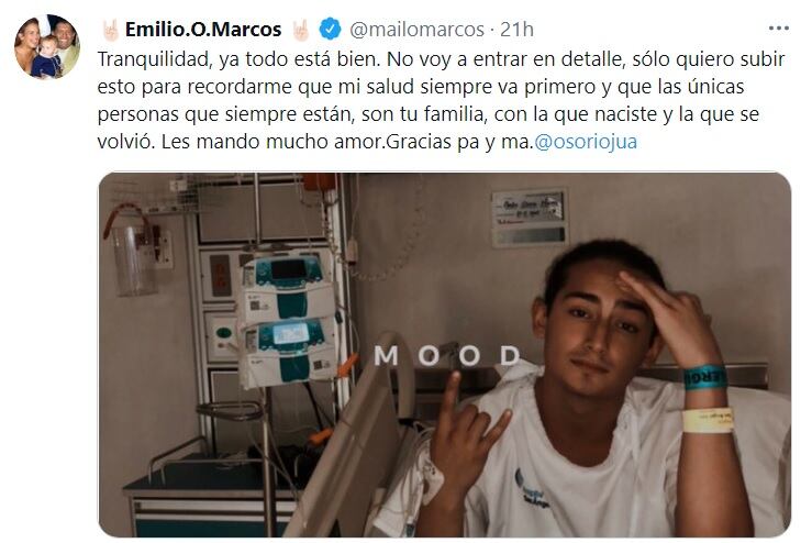 Emilio Osorio desde el hospital