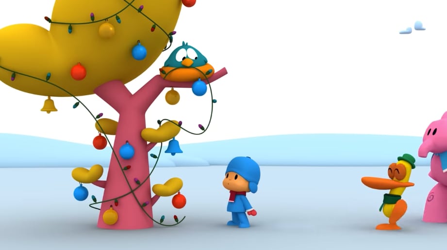 Pocoyó pone el árbol de Navidad