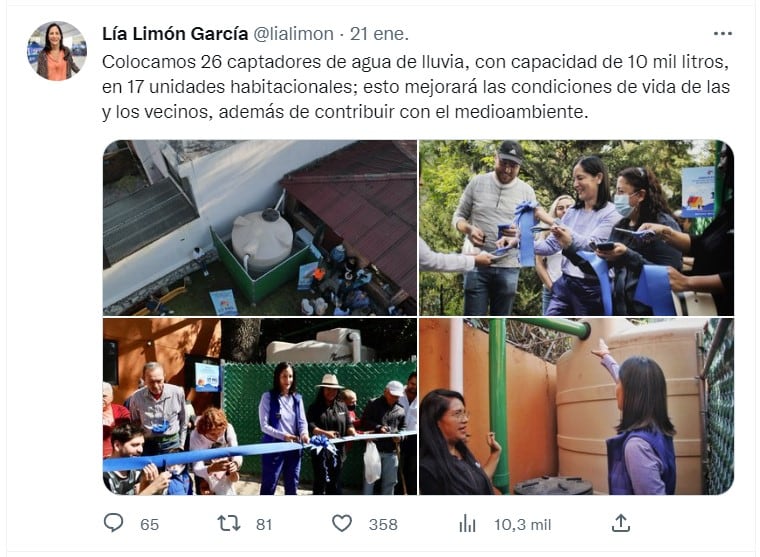 Tuit de Lía Limón