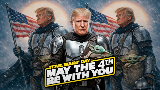 Trump y Grogu aparecen en publicación de la Casa Blanca por Star Wars