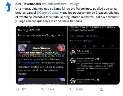 ALV Ticketmaster señala a revendedora por reventa de boletos para el Corona Capital