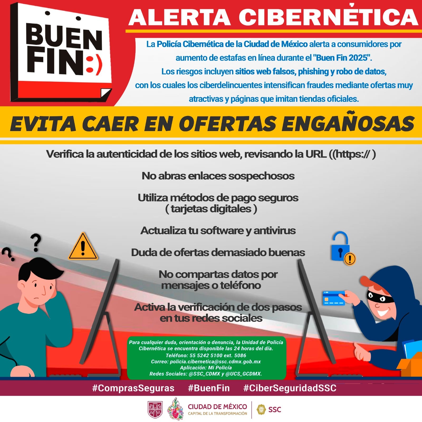 Recomendaciones de la Policía Cibernética de CDMX para comprar seguro en El Buen Fin 2025