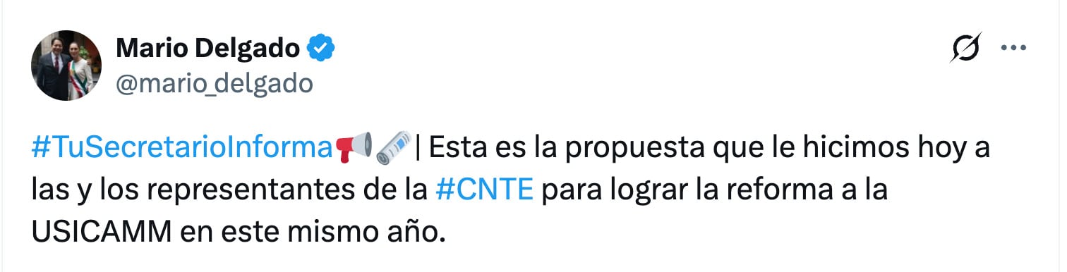 Mario Delgado revela propuesta para la CNTE que desaparecería la USICAMM