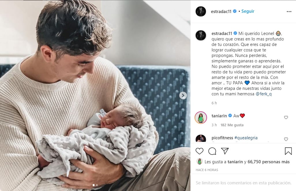 Christian Estrada da la bienvenida a su hijo