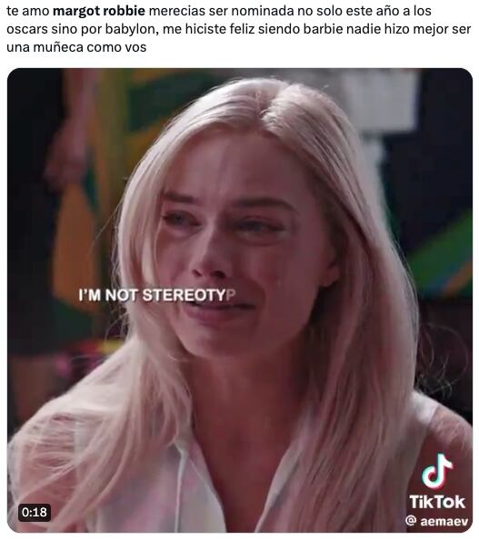 Memes reclaman a los Oscar 2024 por no nominar a Margot Robbie por Barbie