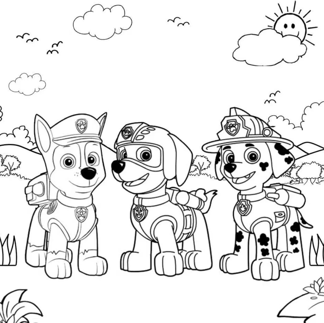 El equipo de Paw Patrol de primavera posando