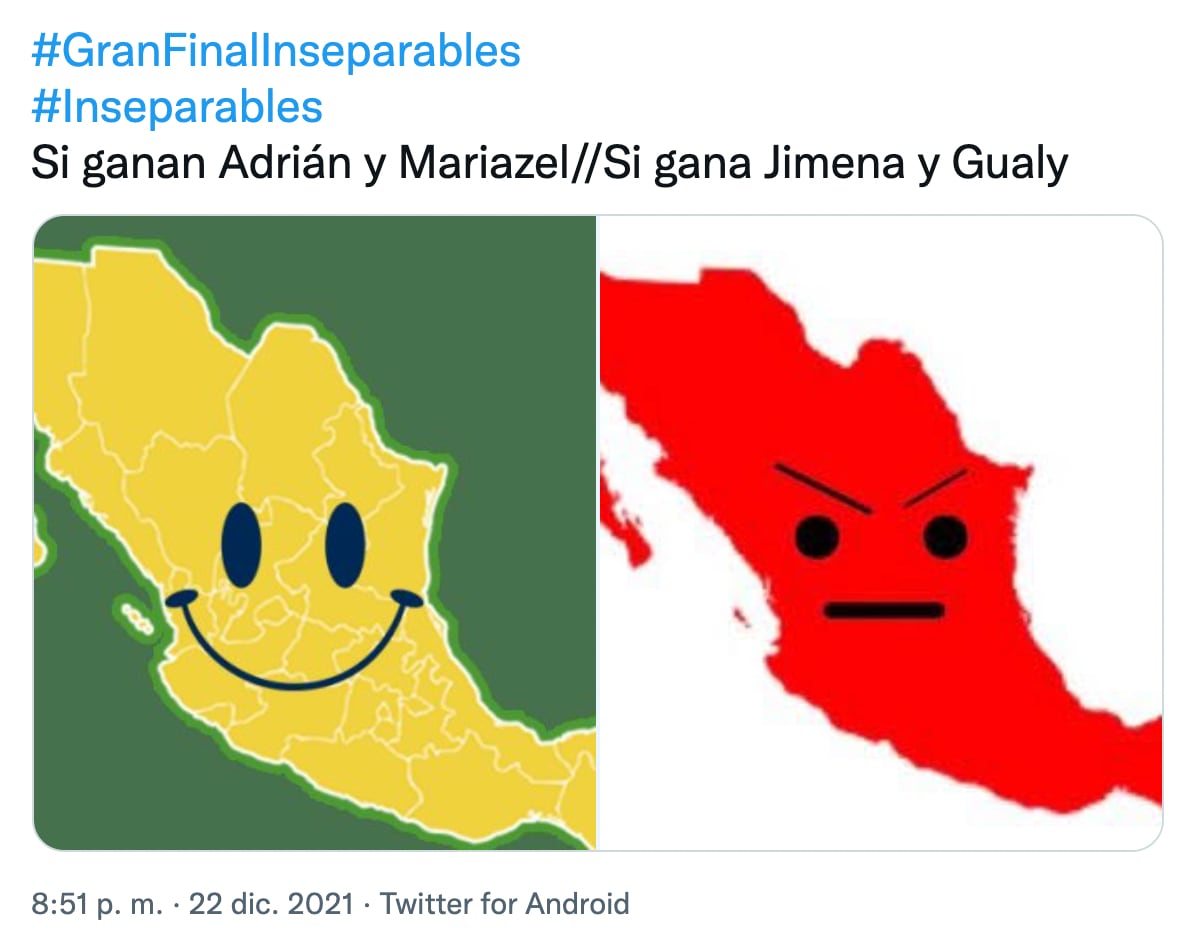 Meme por la victoria de Mariazel y Adrián en Inseparables