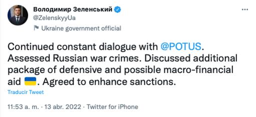 Volodímir Zelenski agradece apoyo de Estados Unidos/@ZelenskyyUa