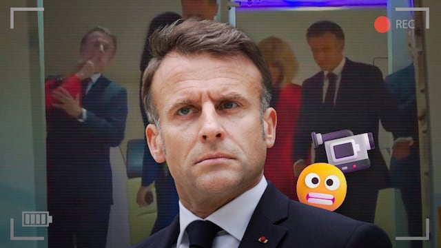 Emmanuel Macron cacheteado por su esposa Brigitte Macron