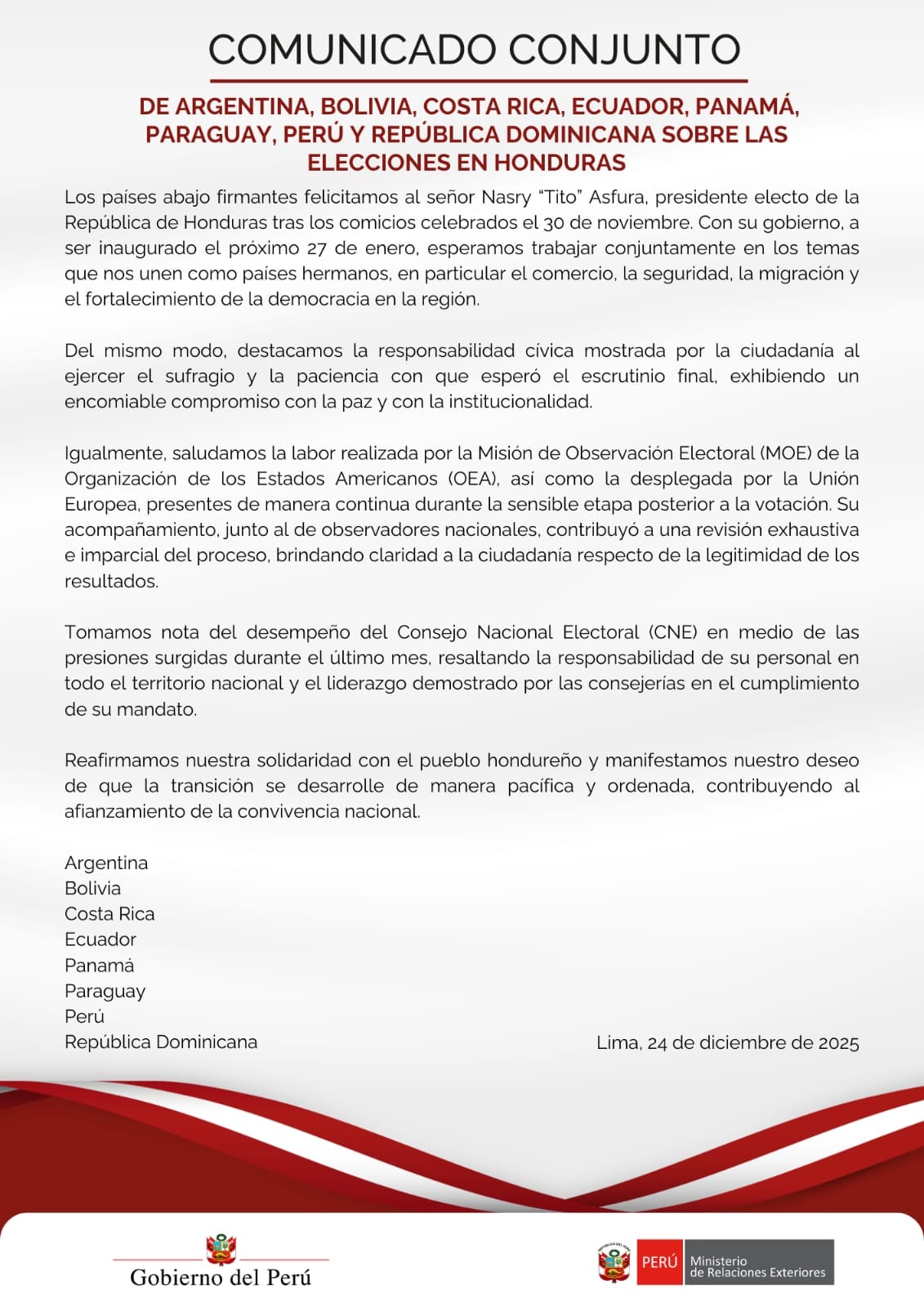 Las reacciones internacionales al triunfo de Nasry Asfura en Honduras