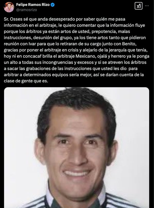 Felipe Ramos Rizo hace brutal revelación del arbitraje mexicano