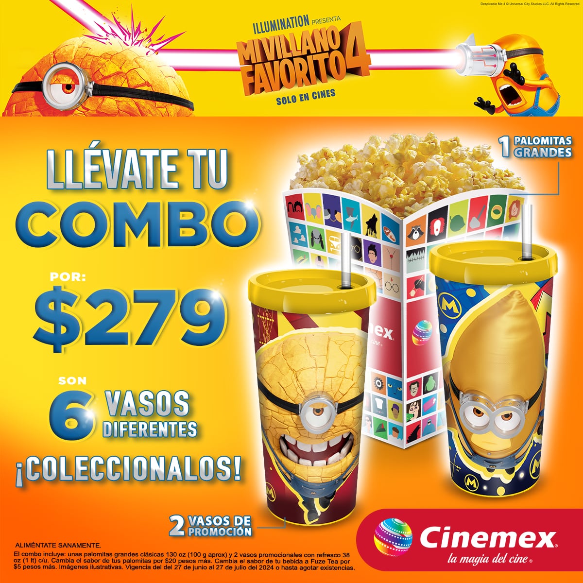 Combos de Cinemex de Mi Villano Favorito 4: Precio, fecha de venta y qué contiene cada uno de ellos