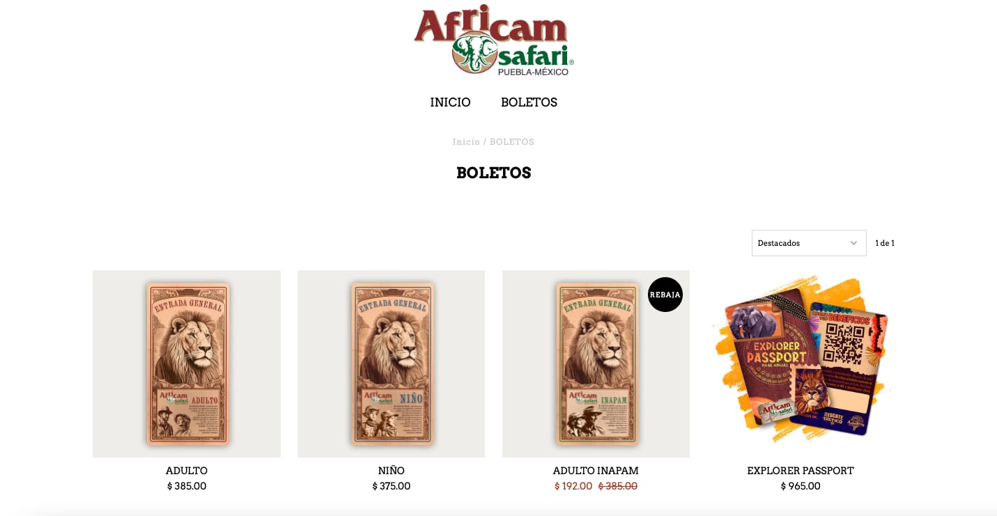 Boletos en Africam Safari Puebla