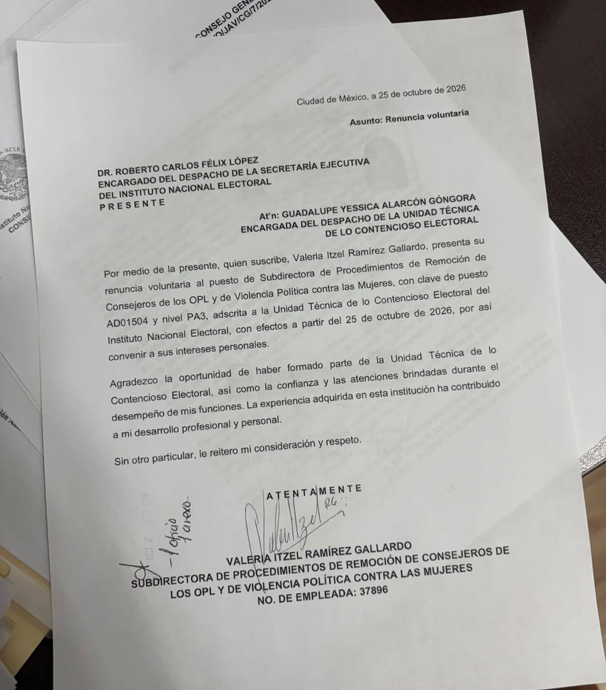 Valeria Ramírez renuncia al INE por polémica de presunto nepotismo