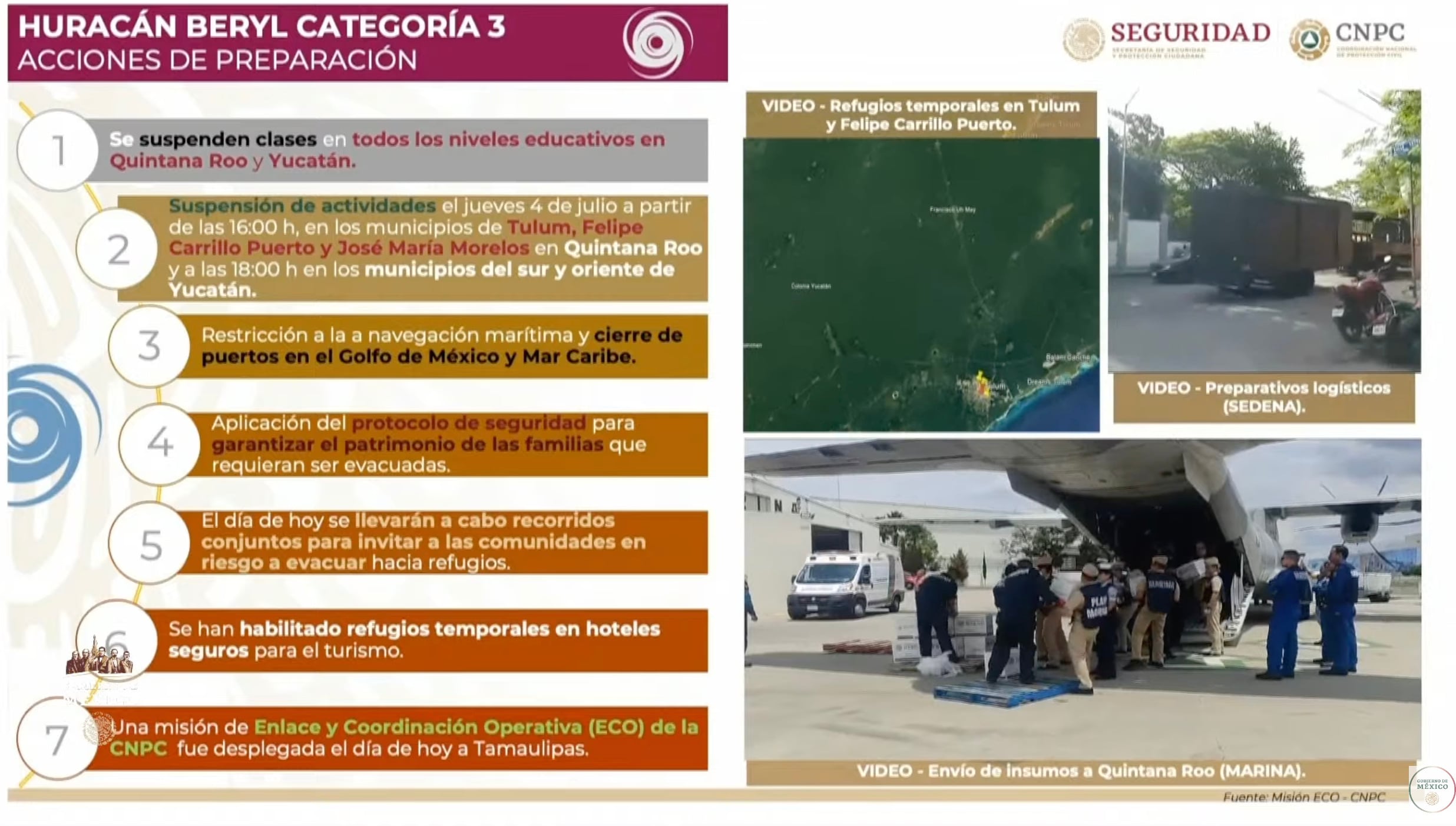Huracán Beryl en Tulum, Quintana Roo, hoy 4 de julio