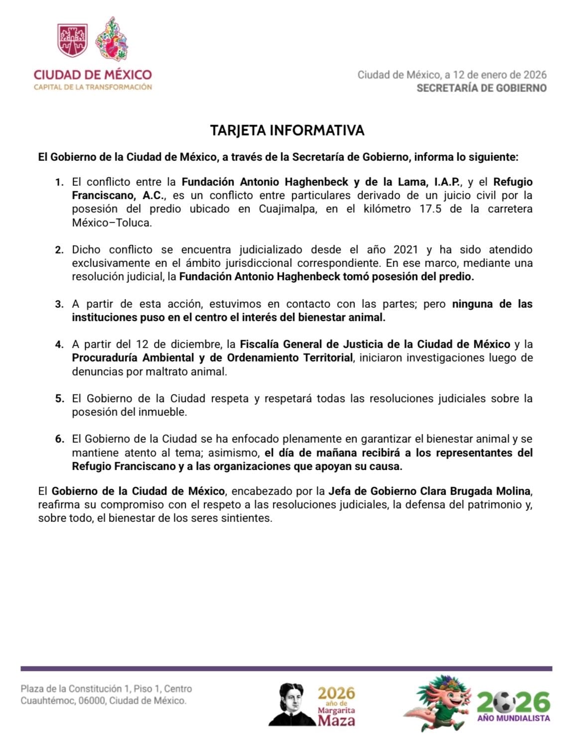 Gobierno de CDMX asegura que animales de Refugio Franciscano están bien