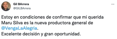 Gil Barrera revela identidad de nueva productora de Venga La Alegría