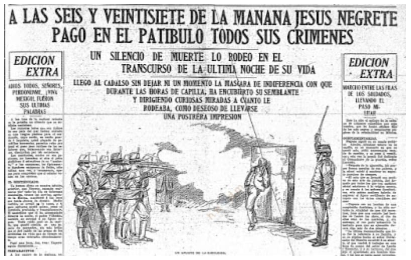 Noticia fusilamiento El Tigre de Santa Julia