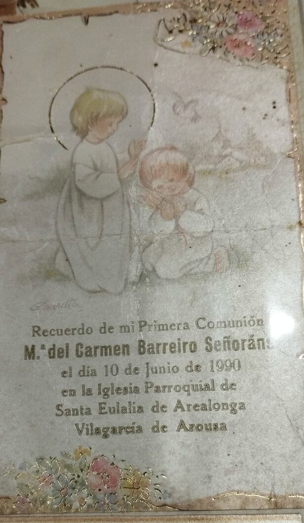 Invitación de su primera comunión en 1990