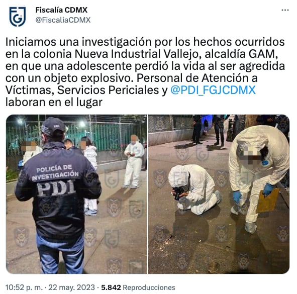 La Fiscalía de la CDMX dio su reporte del Colegio de Bachilleres 2, esto tras la muerte de una alumna por la explosión de un petardo