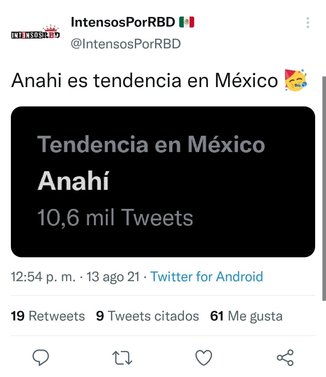 Publicación de Twitter