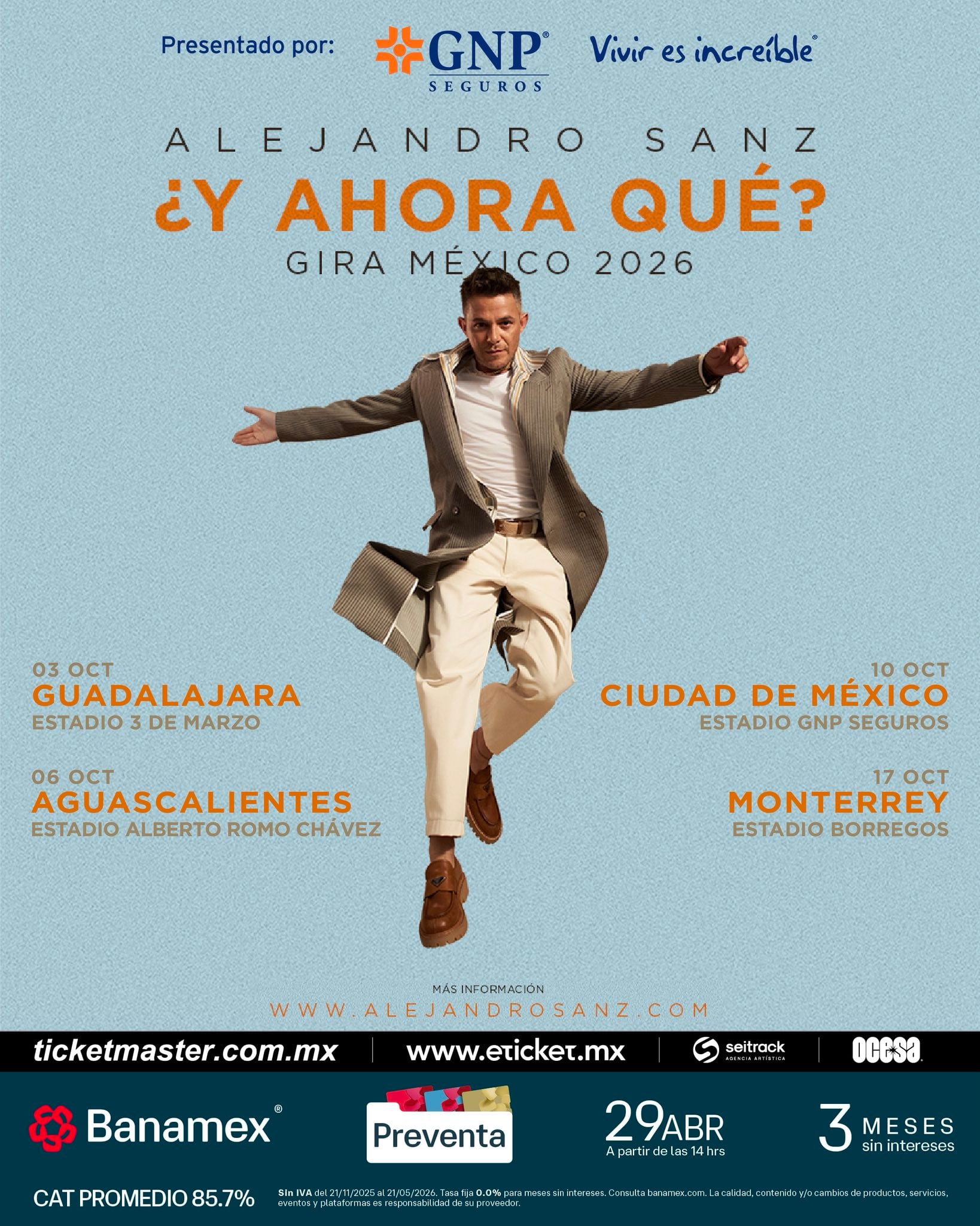 Conciertos de Alejandro Sanz en México 2026