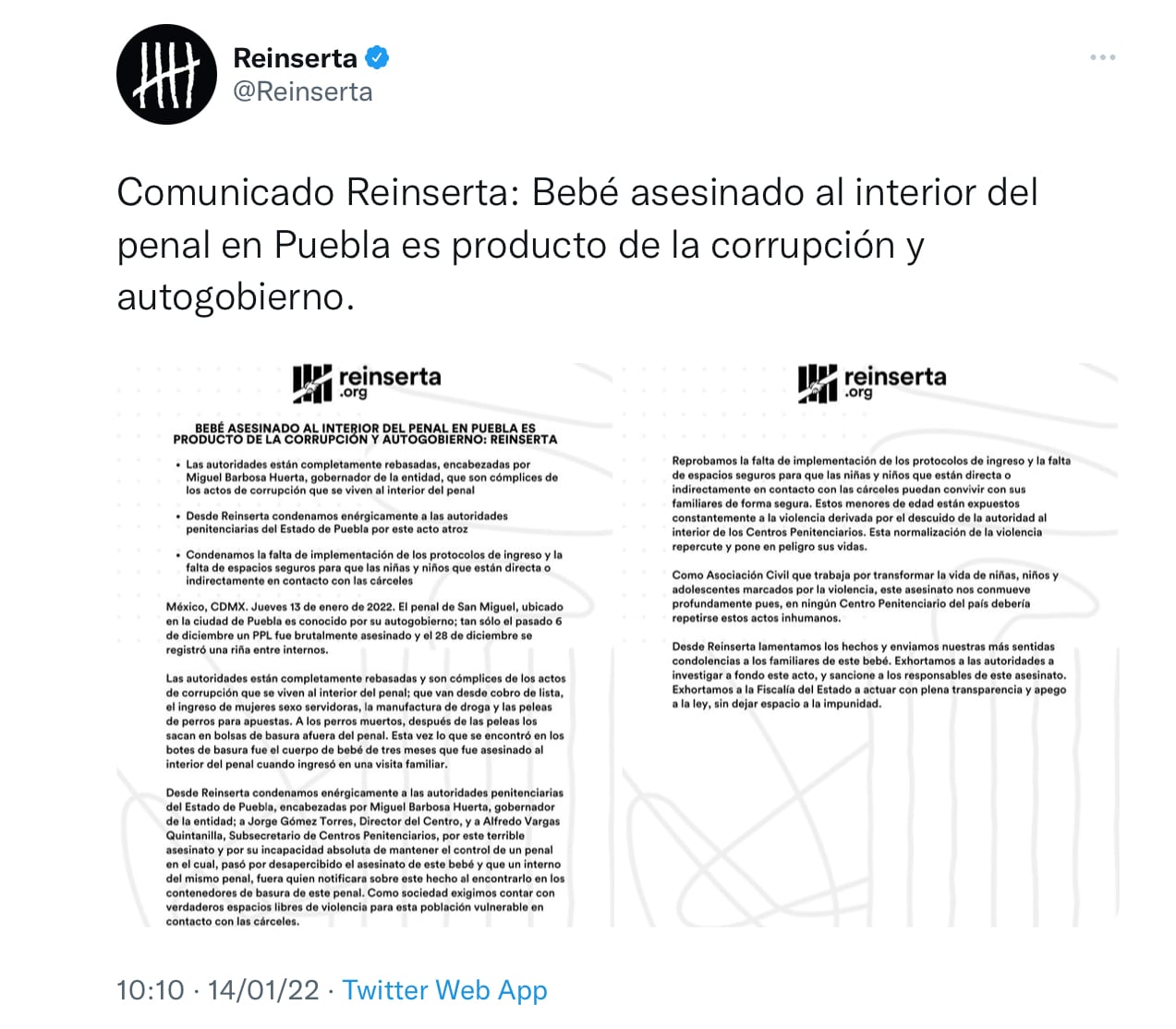 Comunicado de Reinserta