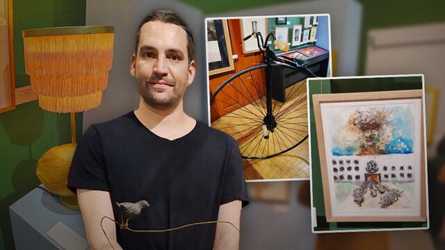 Rodrigo ímaz en su exposición Talachas en la Academia