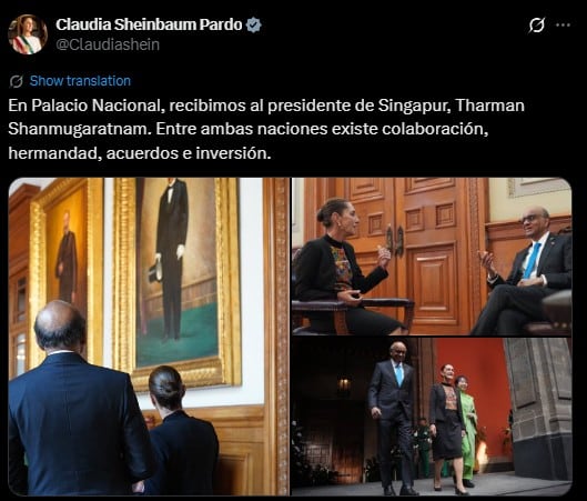 Sheinbaum se reúne con el presidente de Singapur