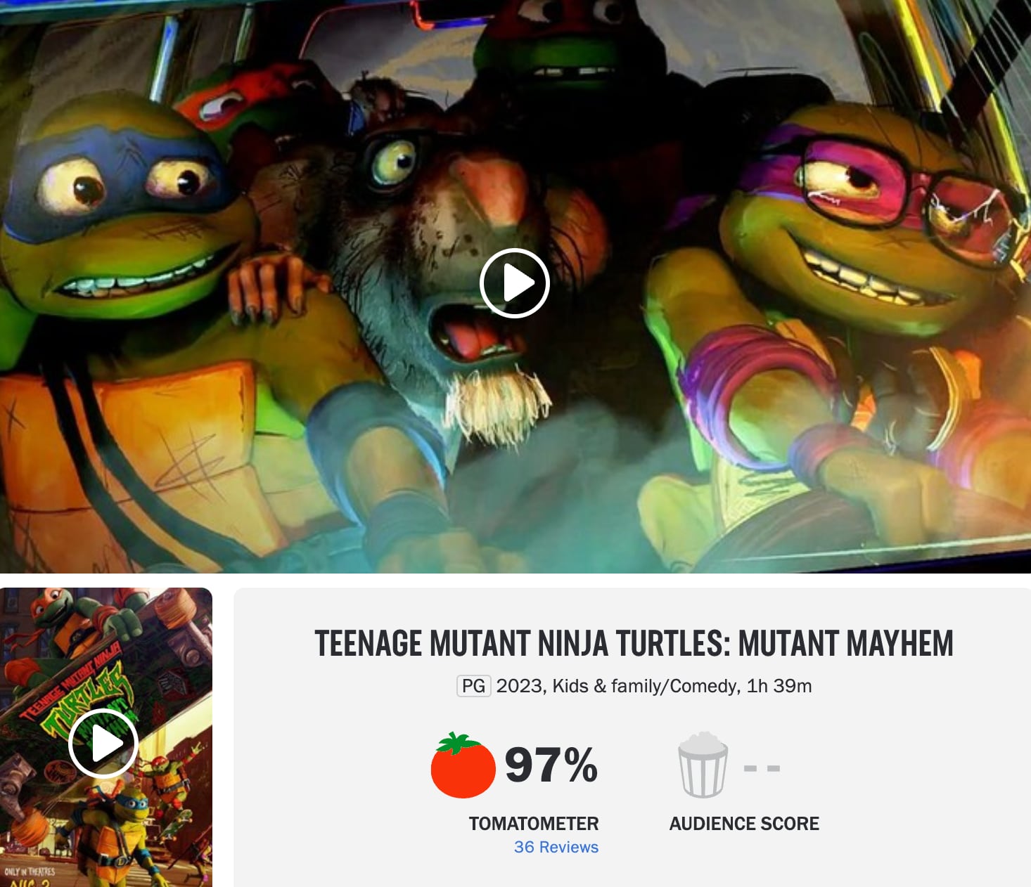 Tortugas Ninja: Caos Mutante en Rotten Tomatoes