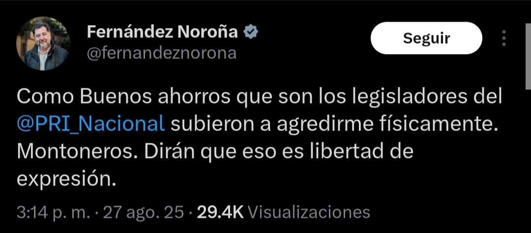 Gerardo Fernández Noroña responde a agresión de Alito Moreno