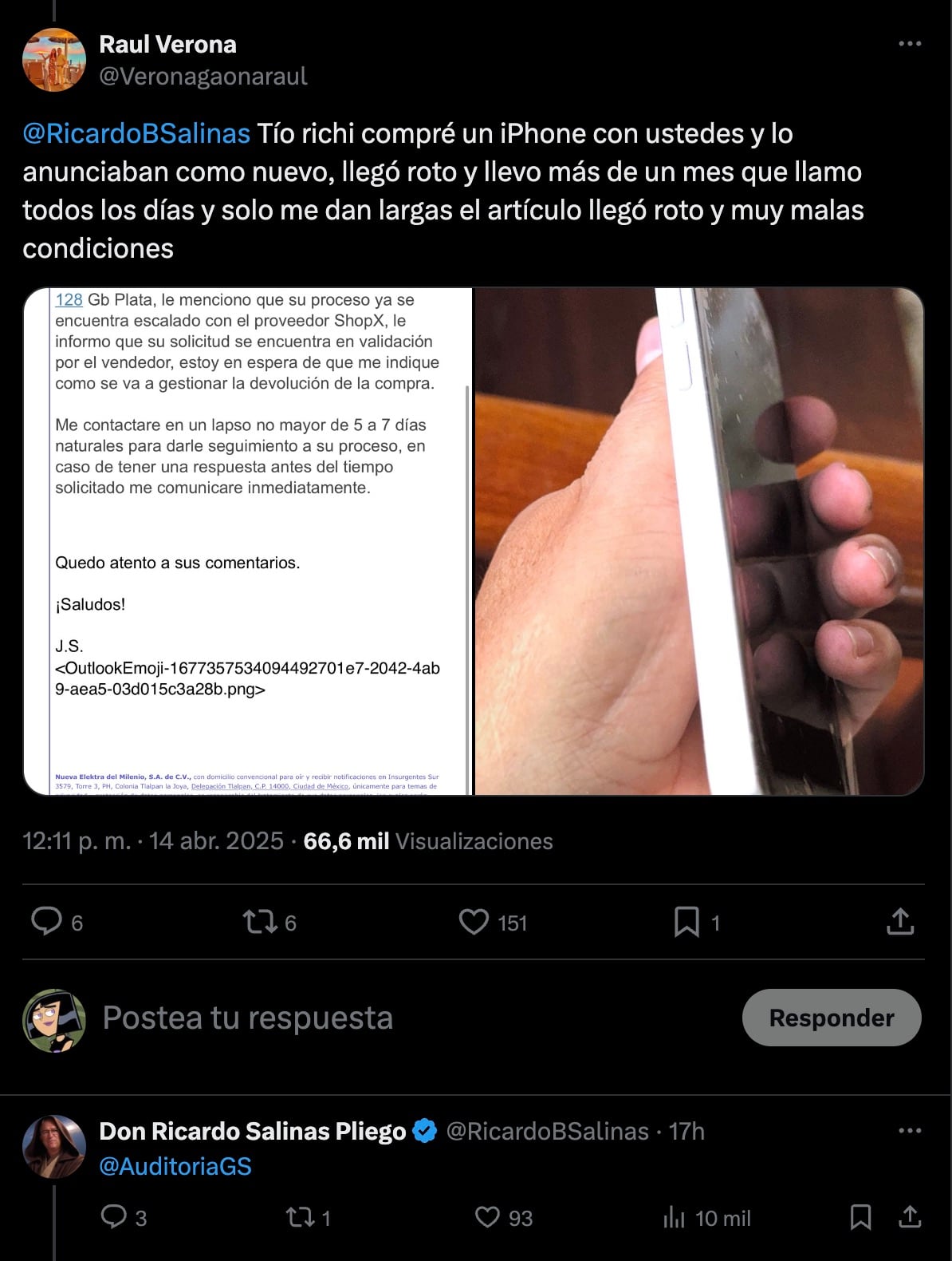 Cliente de Elektra exhibe iPhone que llegó roto en redes sociales tras pedido en línea