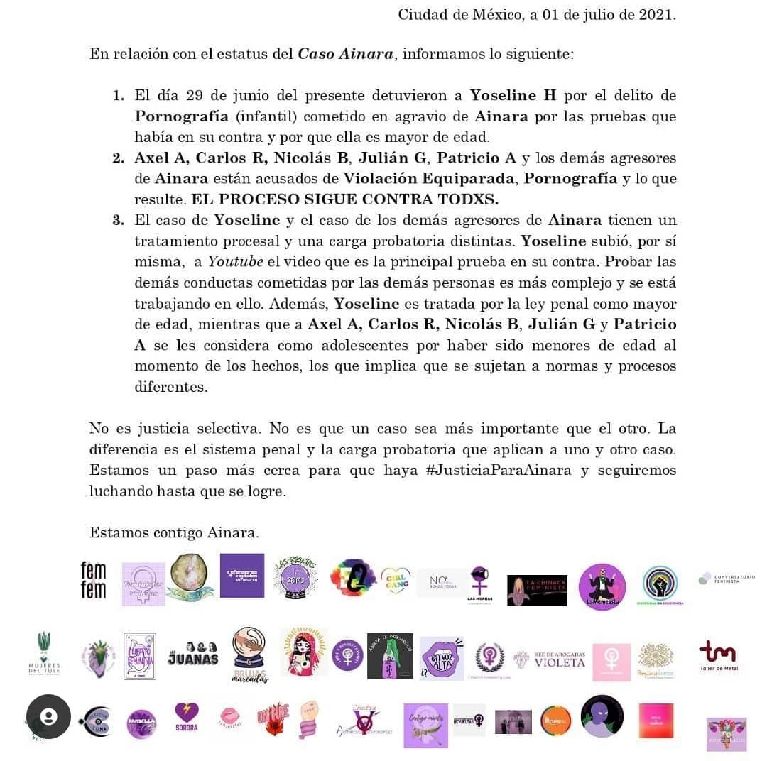Comunicado de colectivas feministas