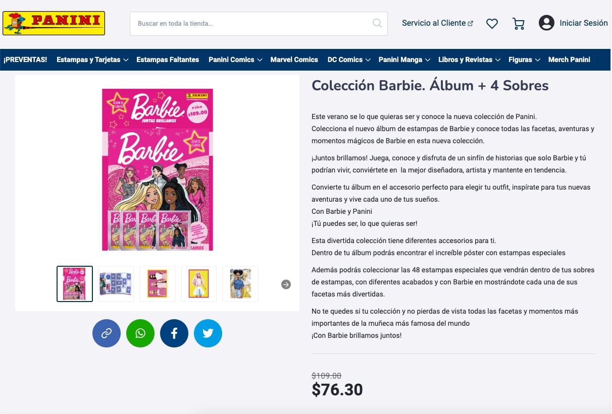 Este es el álbum de estampas de Barbie