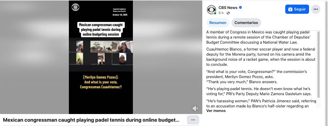 CBS retomó el video de Cuauhtémoc Blanco jugando pádel