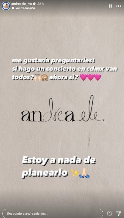Andrea Ele planea concierto en CDMX