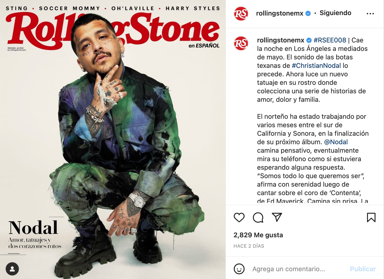 Christian Nodal es la portada de la revista Rolling Stone