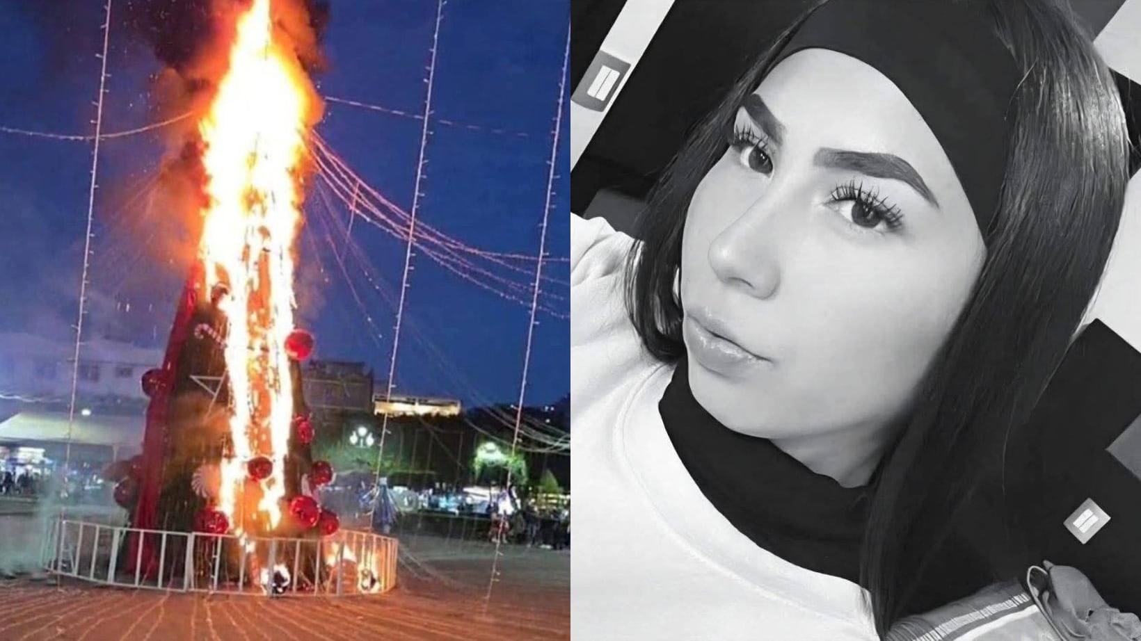 Indignación en Zitácuaro: queman árbol de Navidad tras la muerte de Ángeles Esquivel