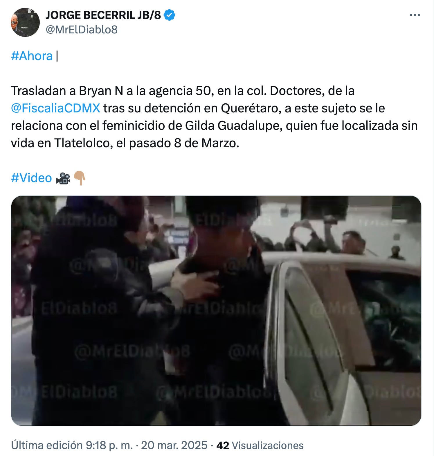 Detienen a presunto feminicida de Gilda Guadalupe