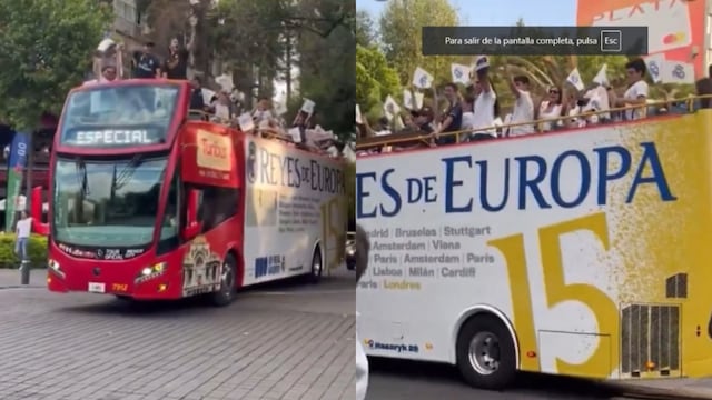 Mexicanos rentan un turibus por el título del Real Madrid.