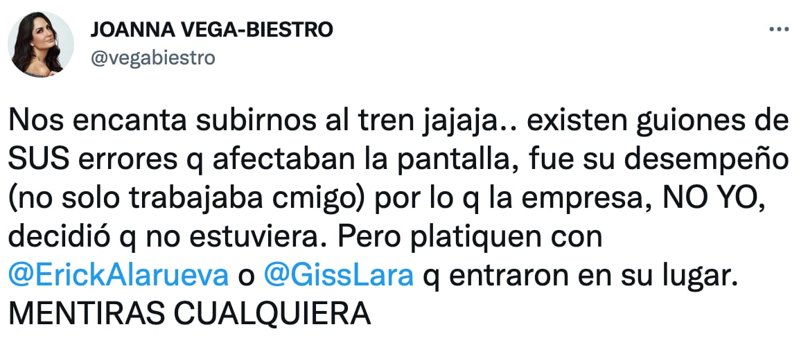 Joanna Vega-Biestro se defiende las acusaciones en su contra