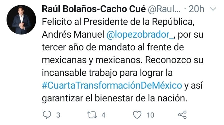 Twit Raúl Bolaños-Cacho