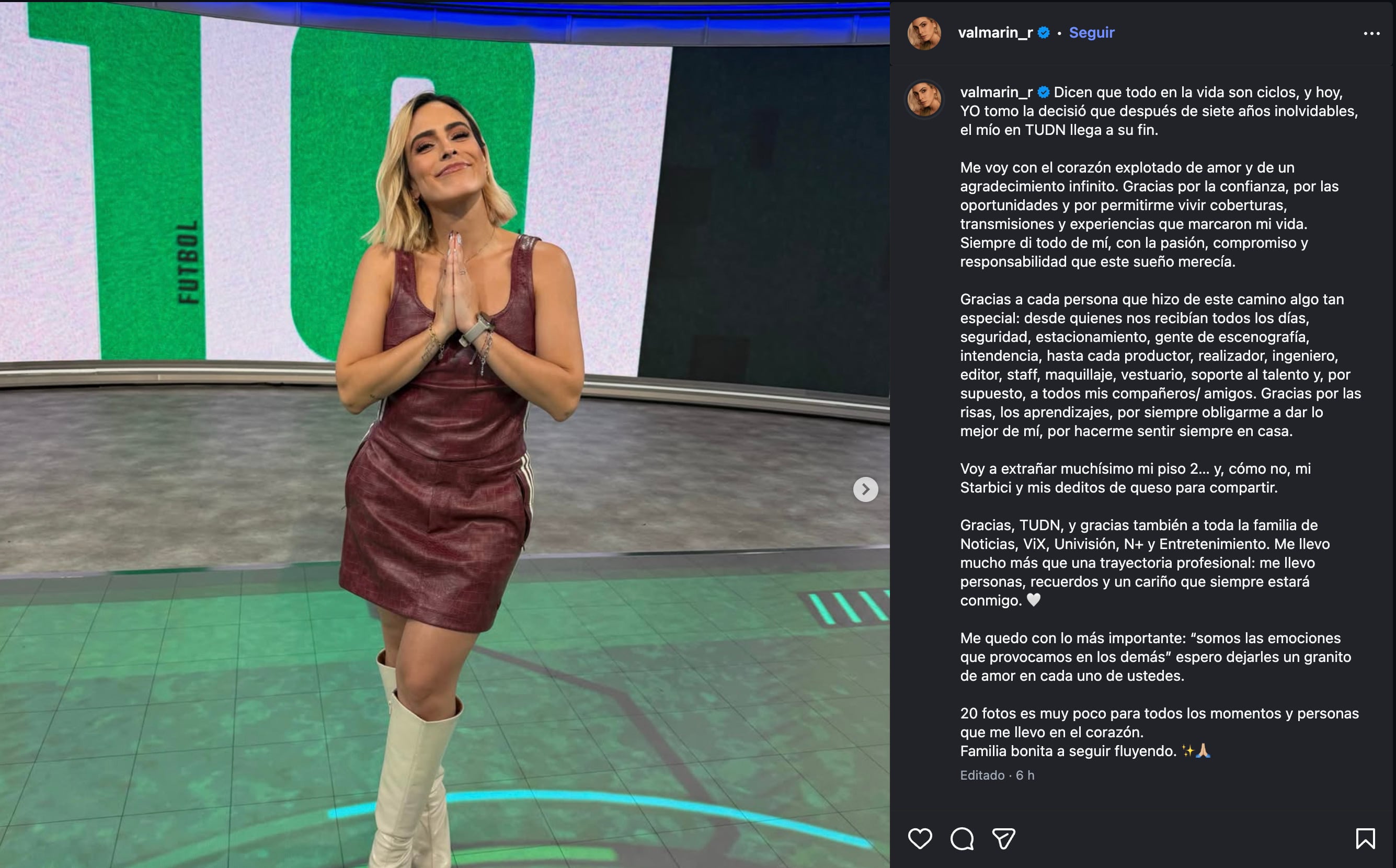 Valeria Marín renuncia a TUDN