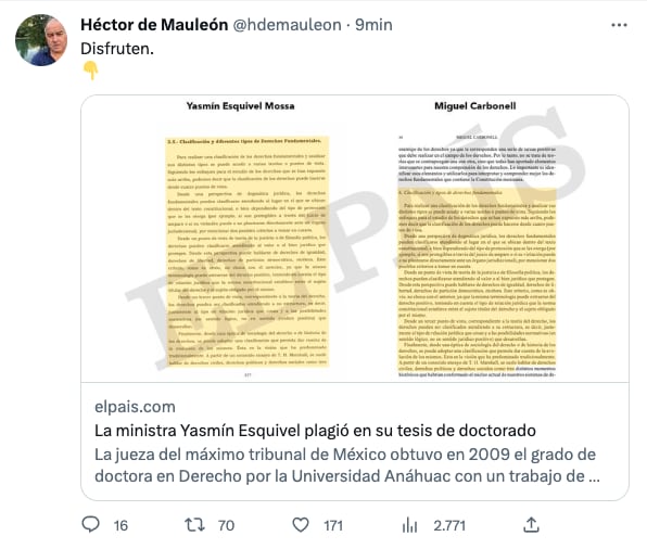 Memes a Yasmín Esquivel por plagio de tesis de Doctorado