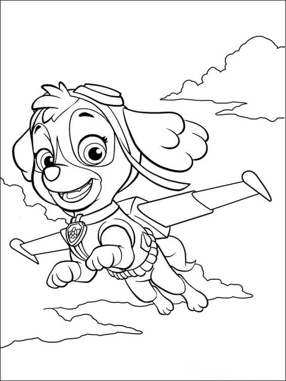 Dibujos de Skye, la perrita de Paw Patrol, con temática de primavera