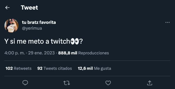 Yeri Mua en Twitter propone a sus seguidores abrir su cuenta de Twitch